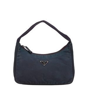 Prada Triangle Logo Plate Navy Nylon Women's Prada
